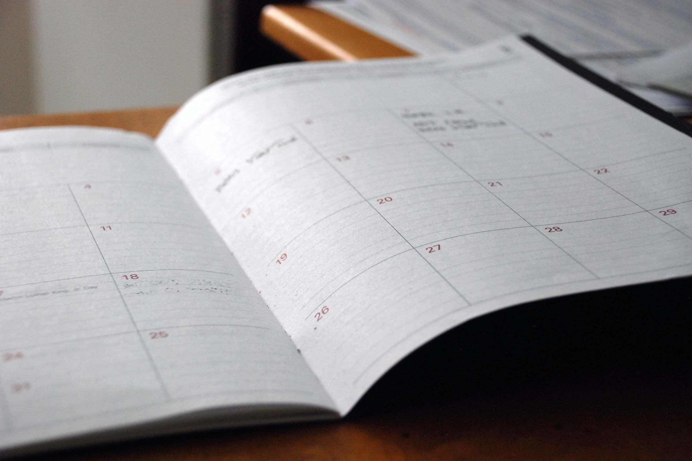 event book on table